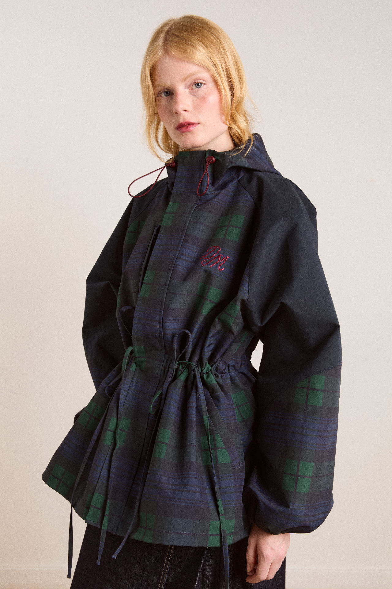 Navy Check Waterproof Raincoat