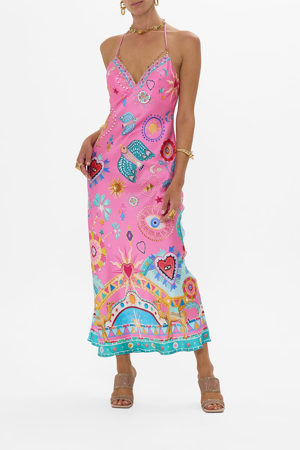 Print Detail Slip Maxi Dress
