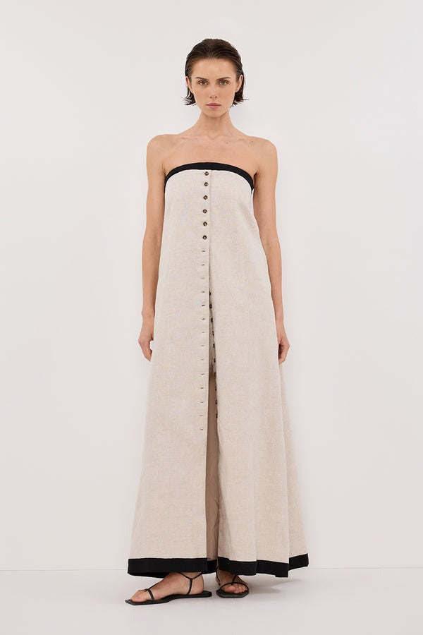 Ebony Natural Strapless Midi Dress