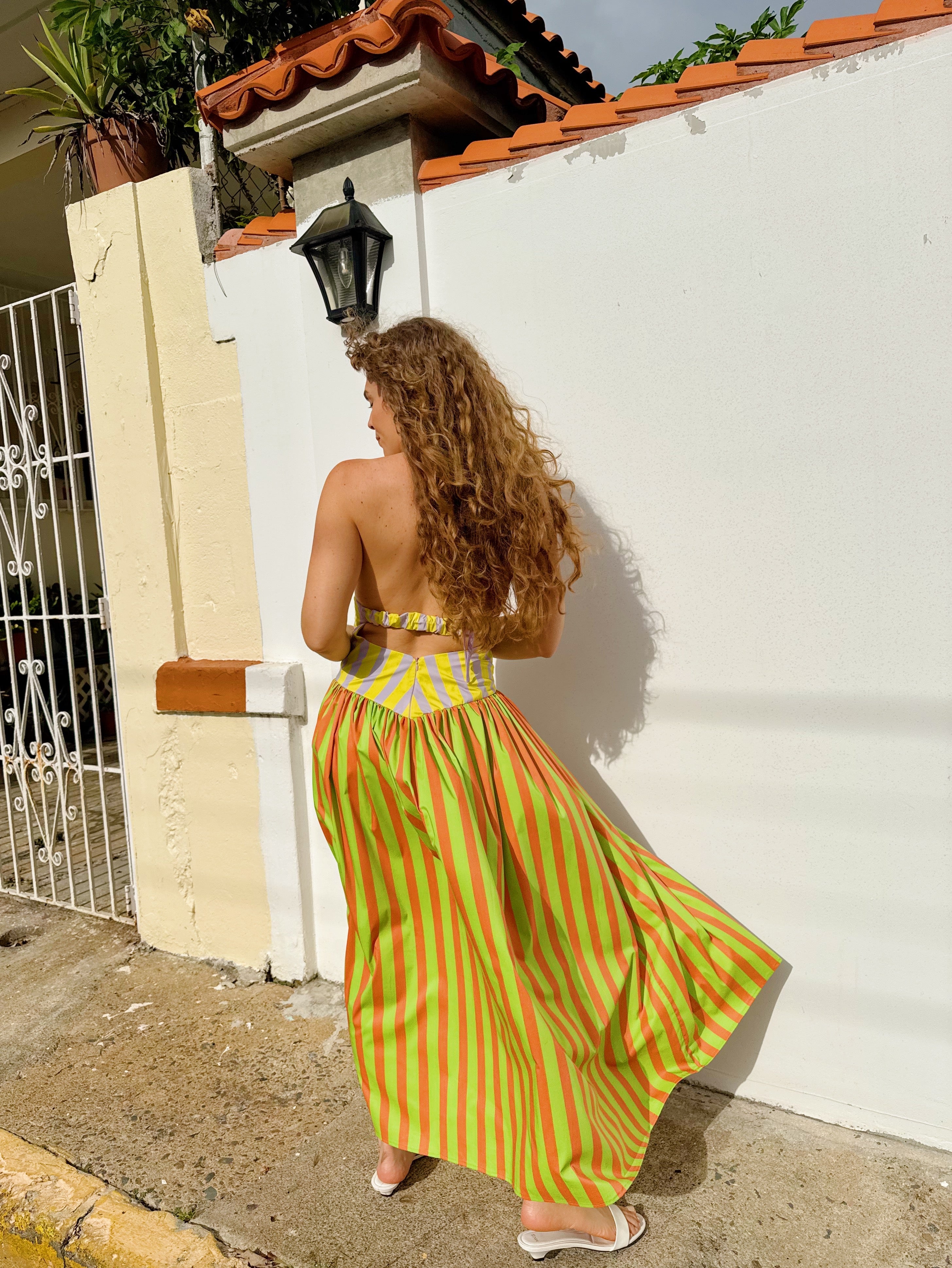 Multicolor Striped Slip Dress