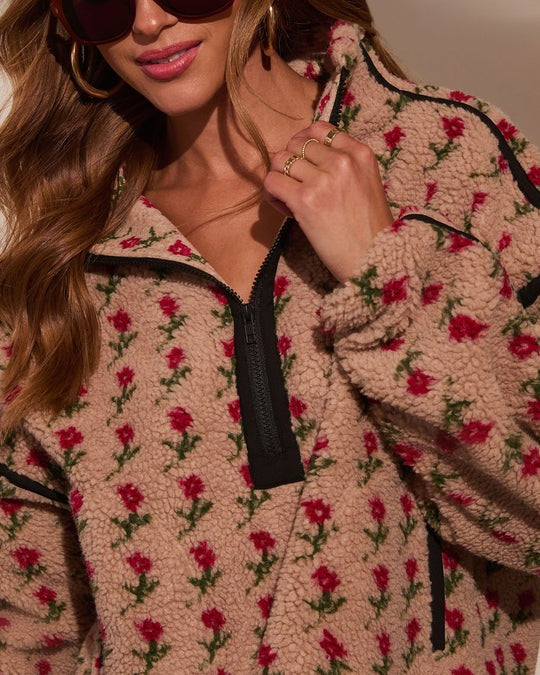 Pauleen Floral Quarter Zip Sweatshirt