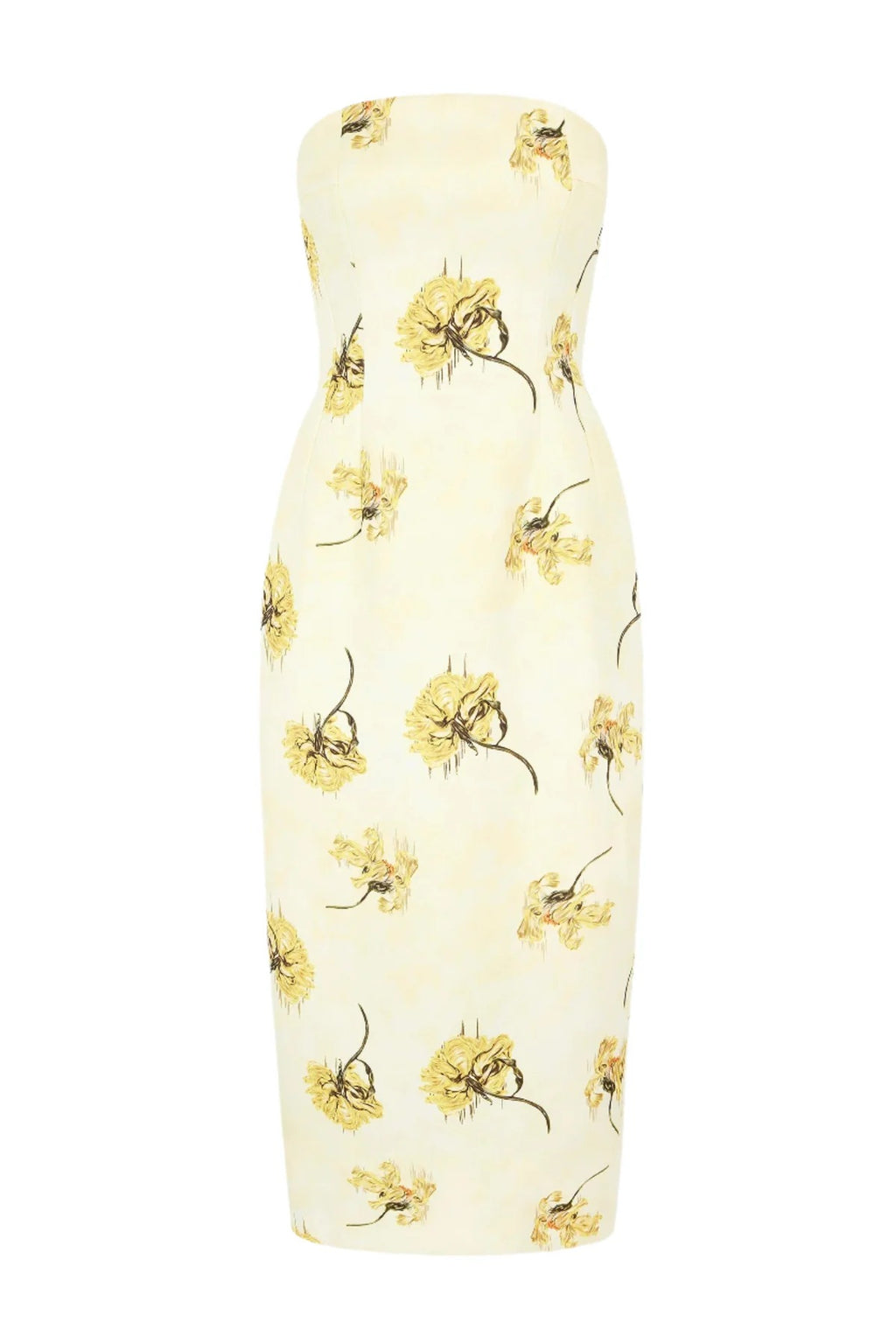 Dress In Yellow Floral Printed On Lemon Genzianella