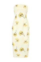 Dress In Yellow Floral Printed On Lemon Genzianella