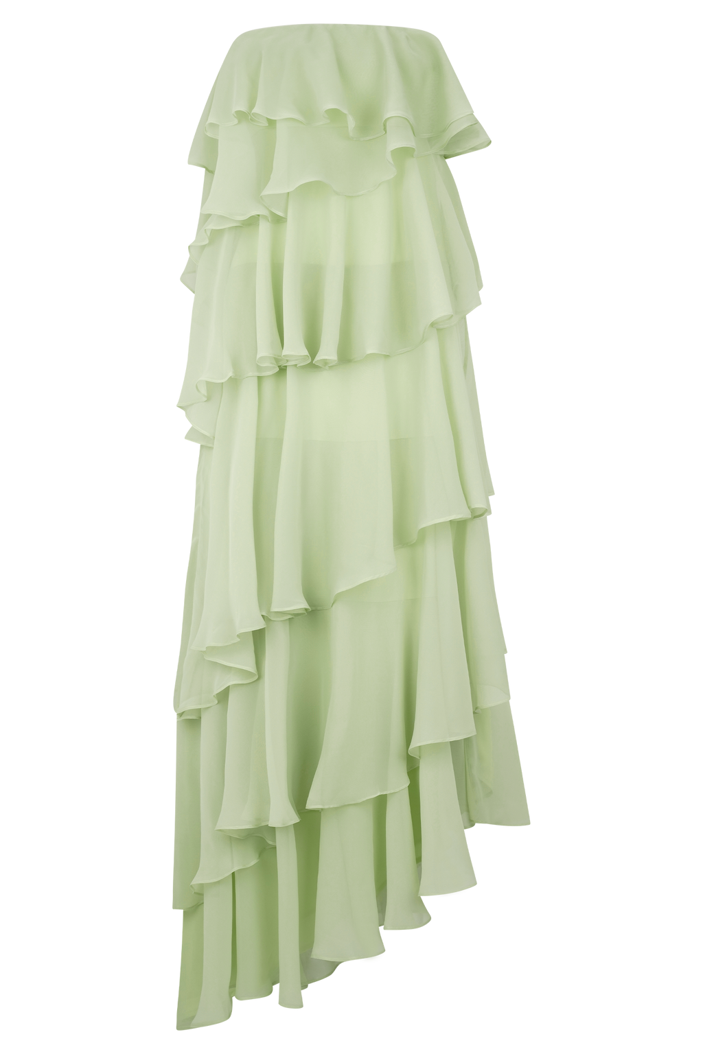 Ruffle Chiffon Maxi Dress - Pastel Lime