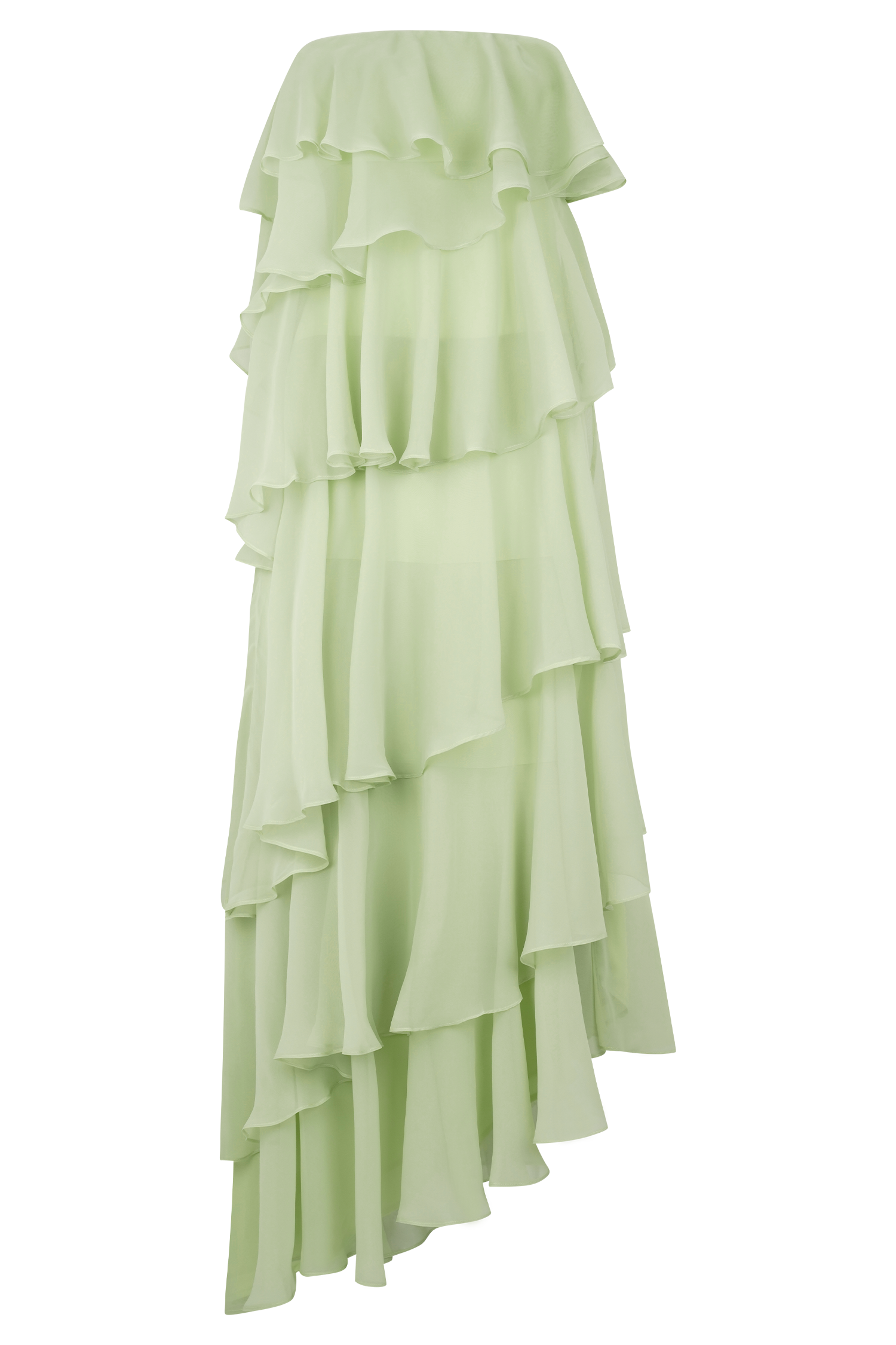 Ruffle Chiffon Maxi Dress - Pastel Lime