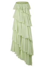 Ruffle Chiffon Maxi Dress - Pastel Lime
