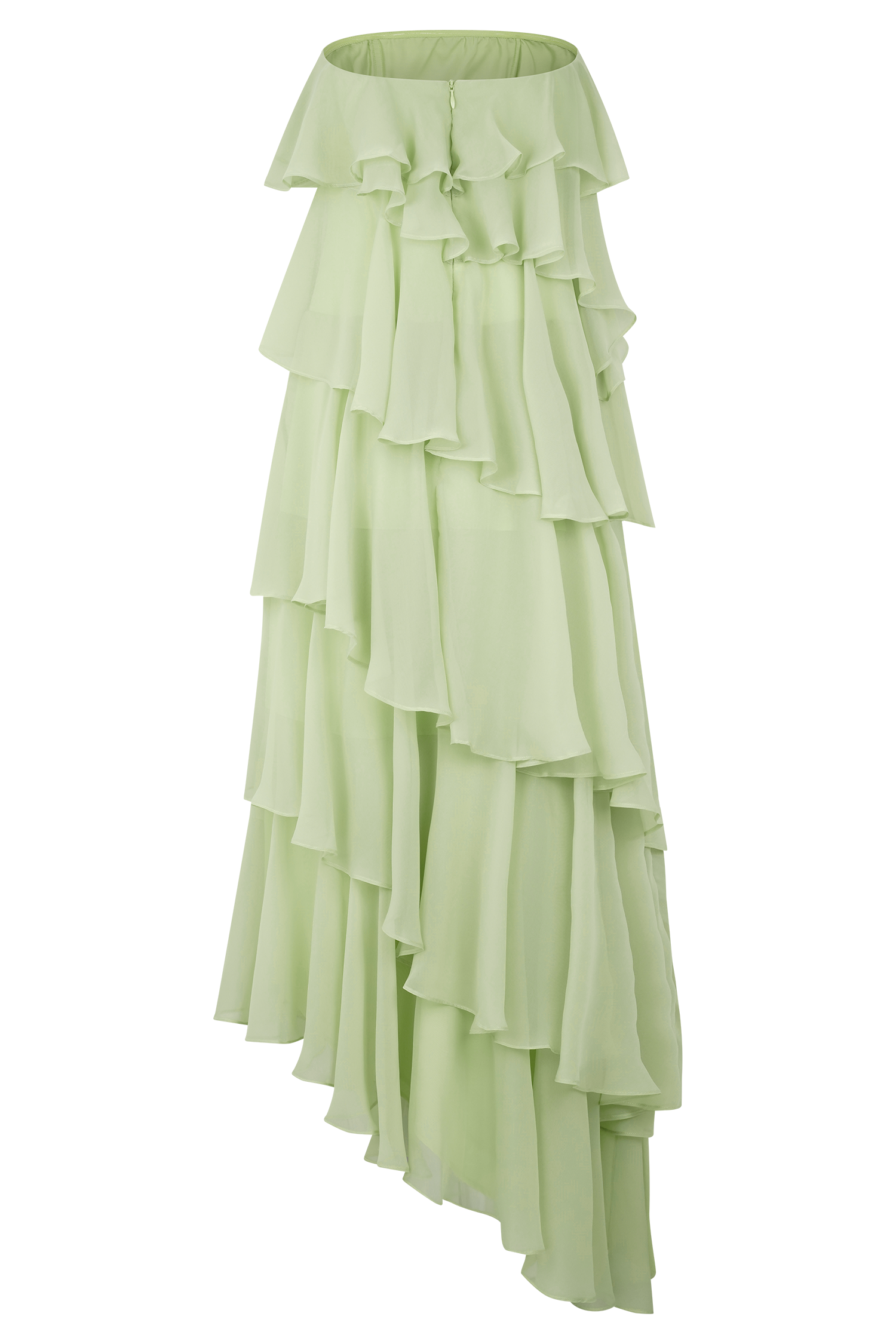 Ruffle Chiffon Maxi Dress - Pastel Lime