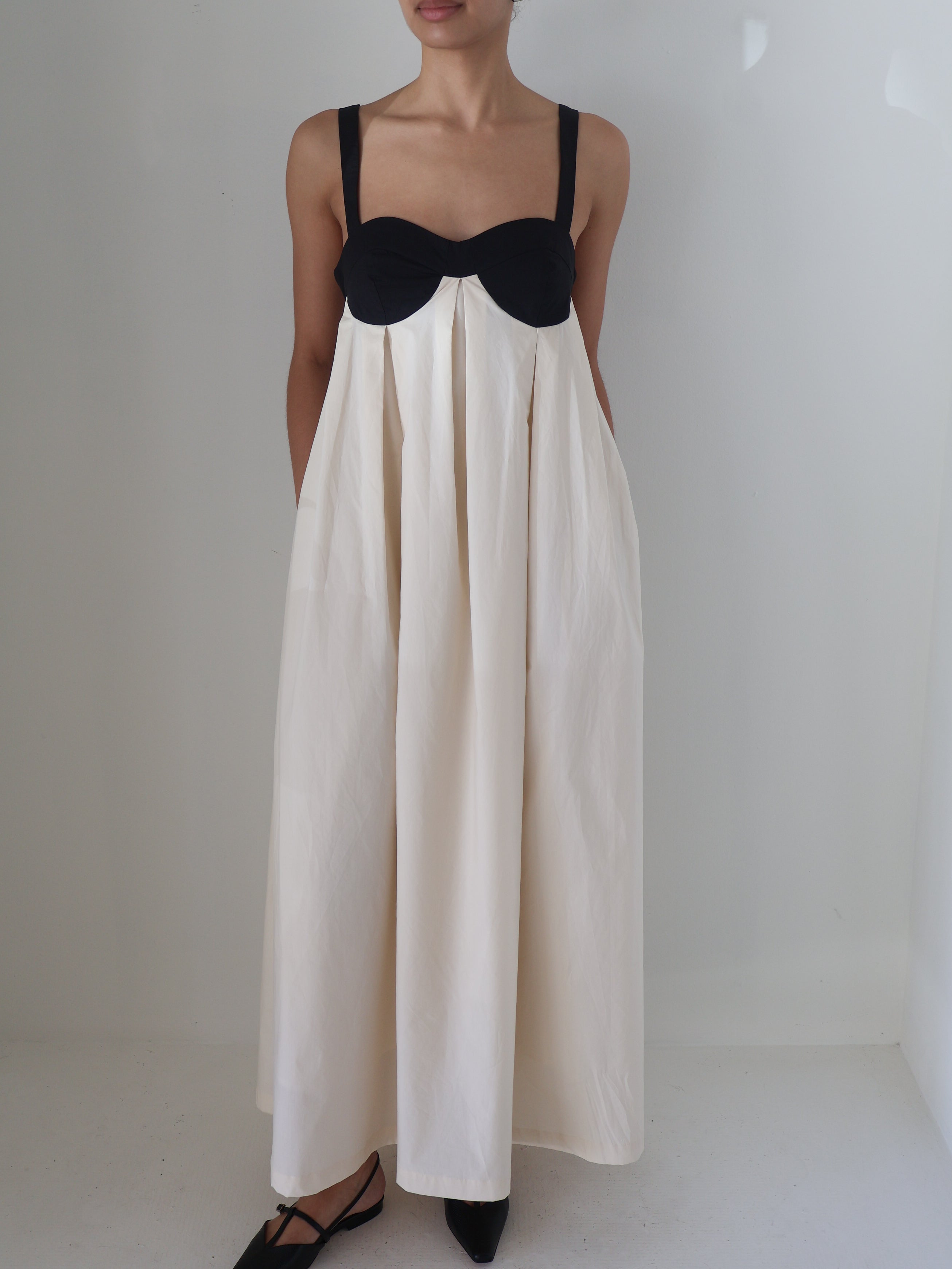 Amelia Cotton Pleat Maxi Dress