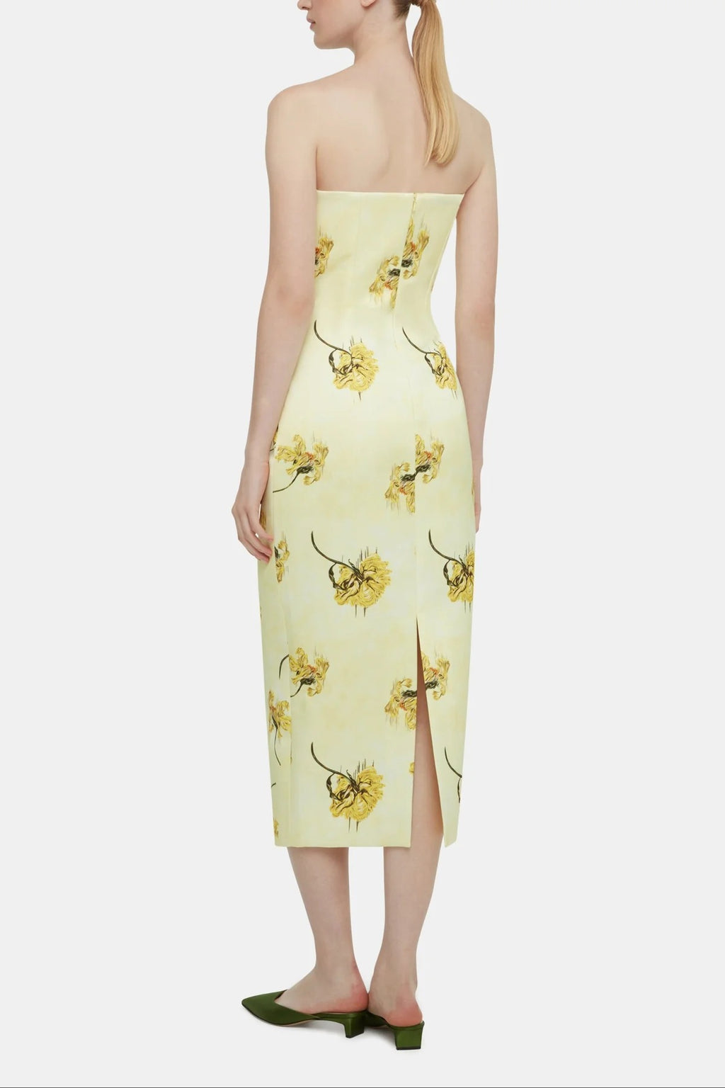 Dress In Yellow Floral Printed On Lemon Genzianella