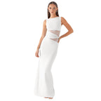 Twist-Belt Lace Cutout Midi Dress