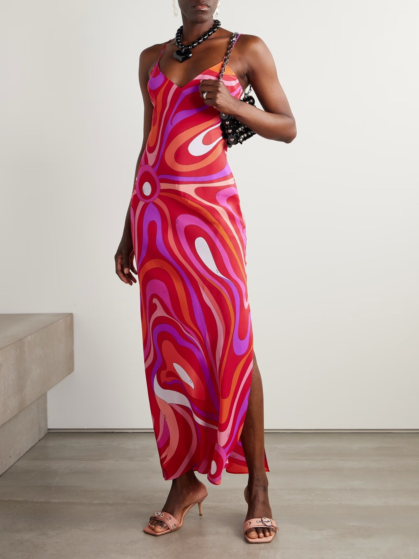 Marmo Printed Satin Maxi Dress