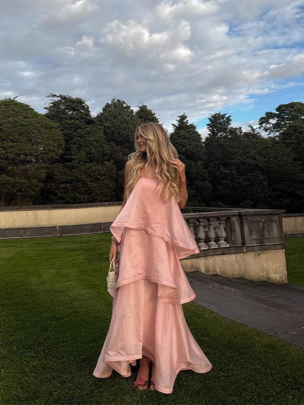 Tilly Tiered Maxi Dress in Light Pink