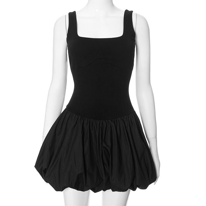 Solid Spliced Tank Mini Dress