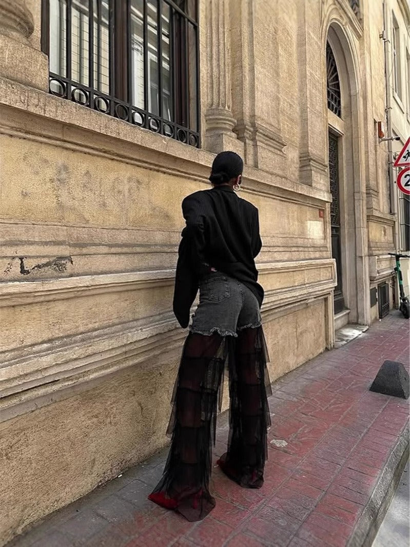 Cake Tulle patchwork denim jeans