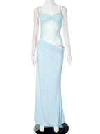 Lace Corset Maxi Dress with Draped Mermaid Tail