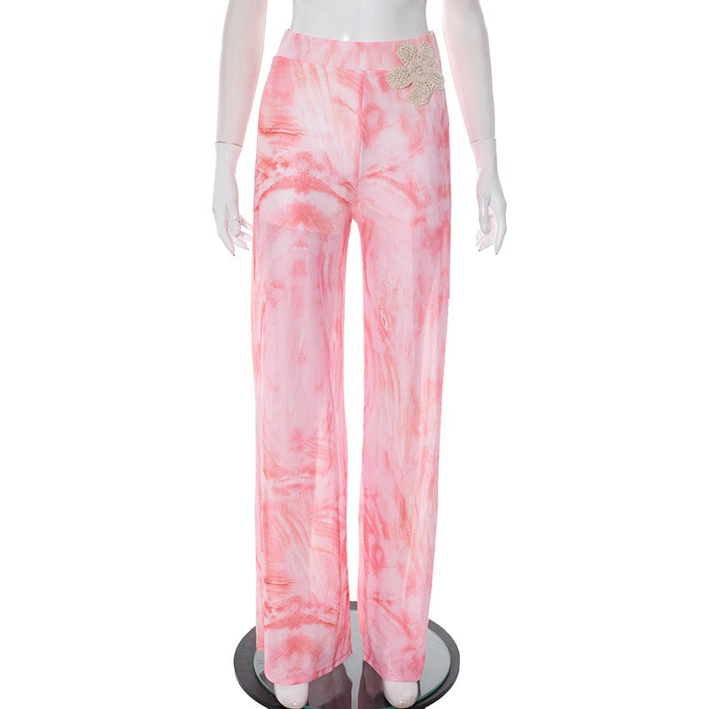 Loose Fit Casual Trousers with Print