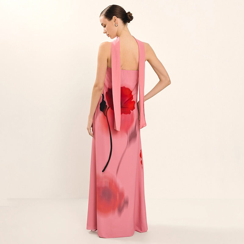 Unique Floral Print Off-the-shoulder Maxi Dress