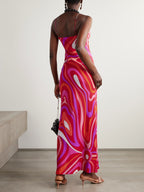 Marmo Printed Satin Maxi Dress