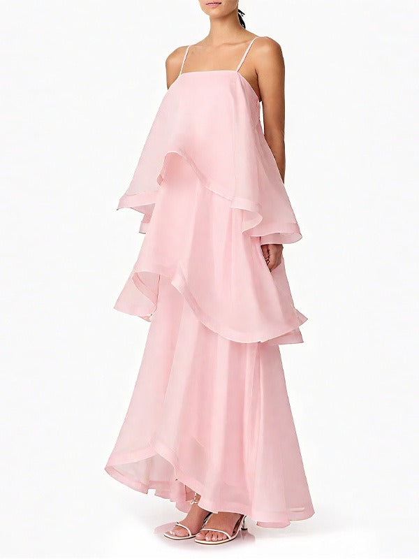 Tilly Tiered Maxi Dress in Light Pink