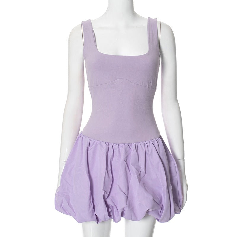 Solid Spliced Tank Mini Dress