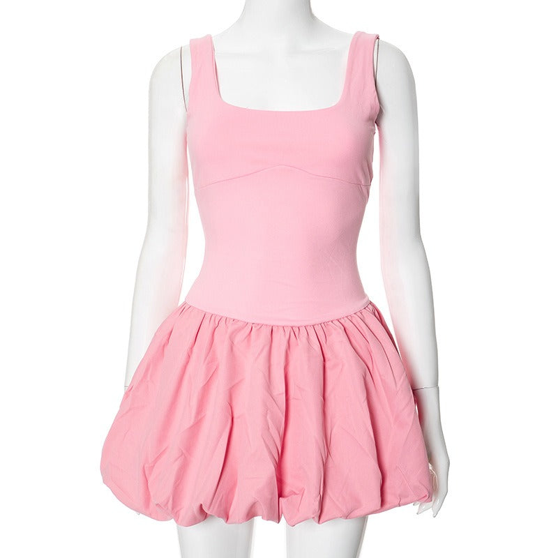 Solid Spliced Tank Mini Dress