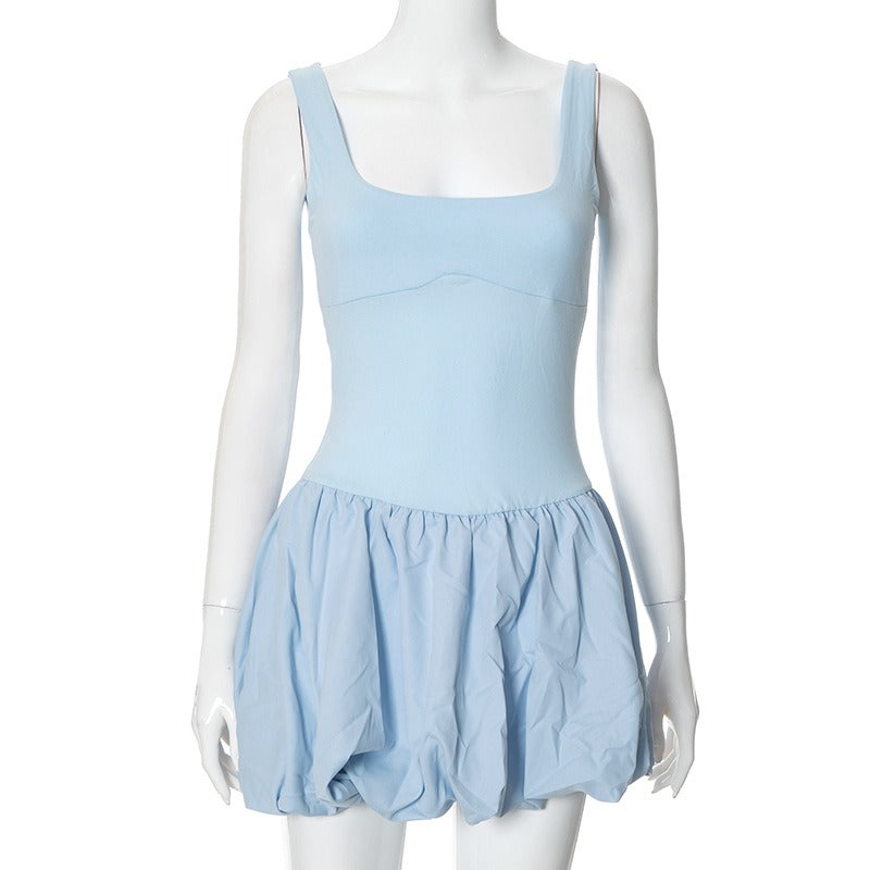 Solid Spliced Tank Mini Dress