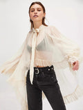 Oversized Lantern Sleeve Asymmetrical Shirt