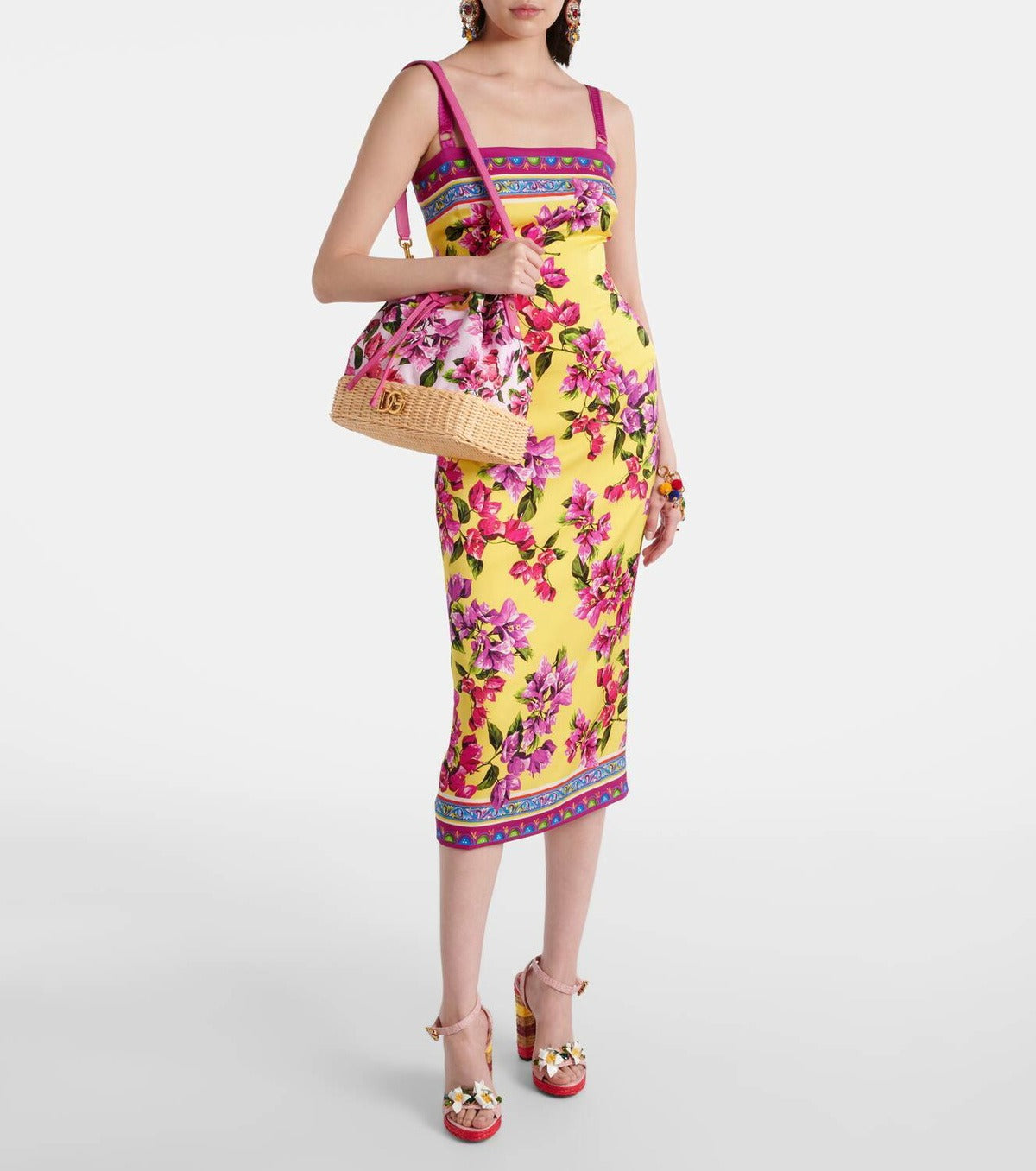 Marisol – Bold Floral Bodycon Midi Dress
