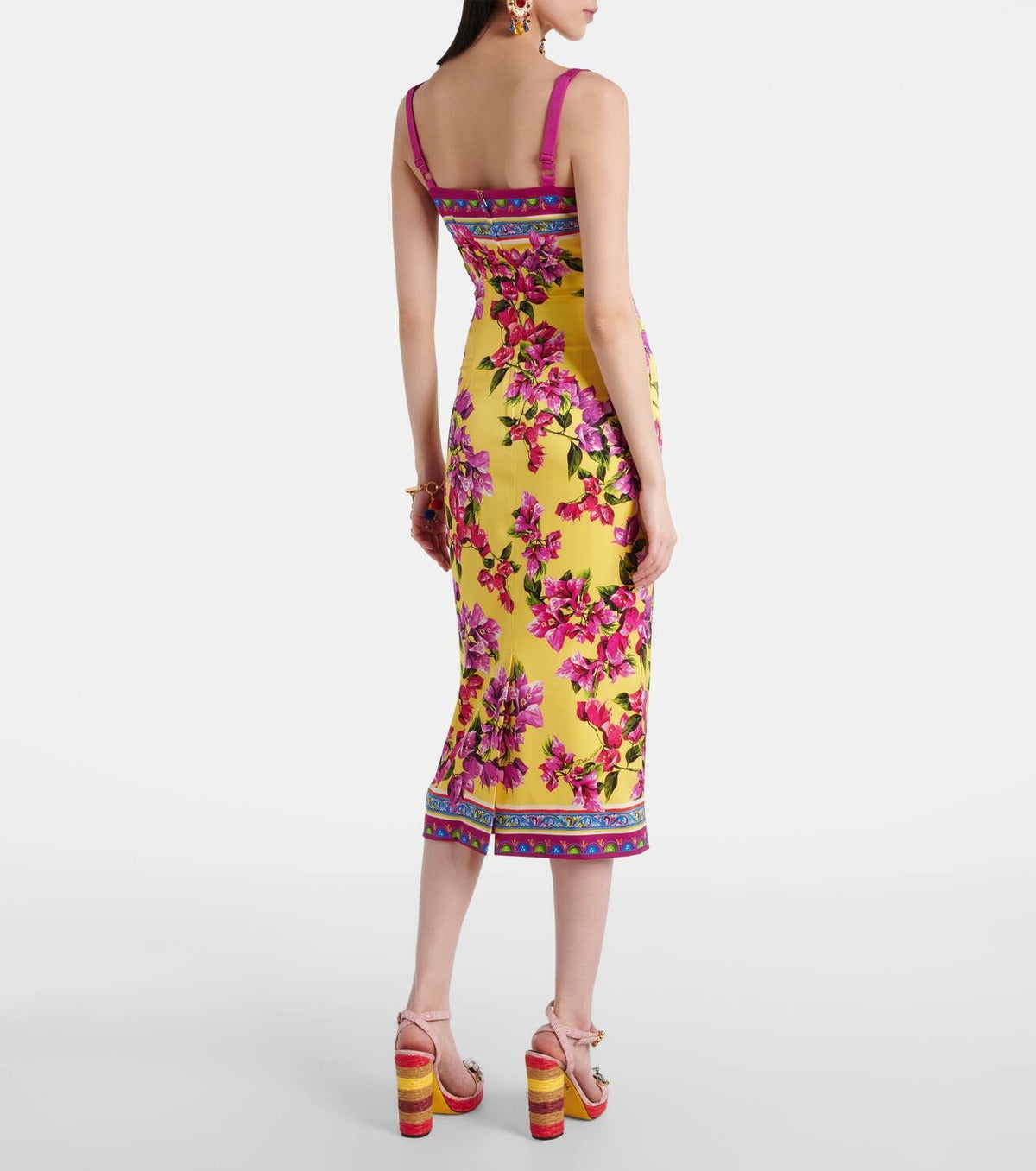 Marisol – Bold Floral Bodycon Midi Dress
