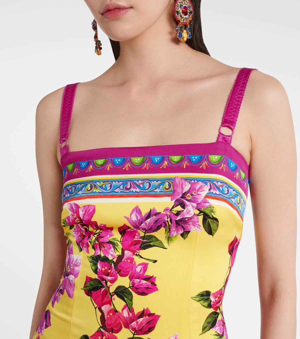 Marisol – Bold Floral Bodycon Midi Dress