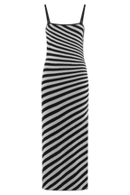 Striped Knit Midi Dress - Black/White