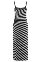 Striped Knit Midi Dress - Black/White