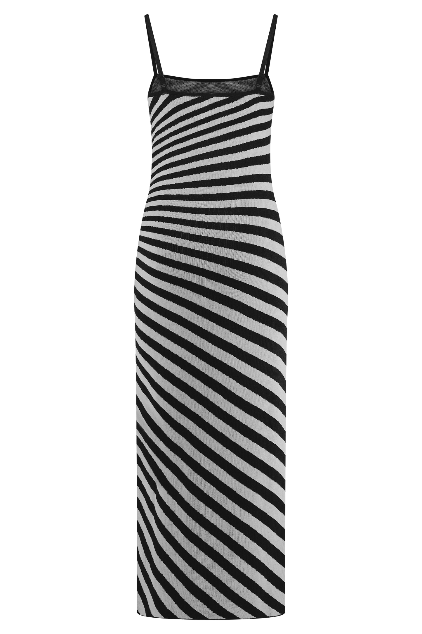 Striped Knit Midi Dress - Black/White
