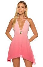 Rylie Pink Ombre Halter Mini Dress