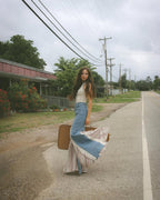 Pinstripe Denim Flared Pants