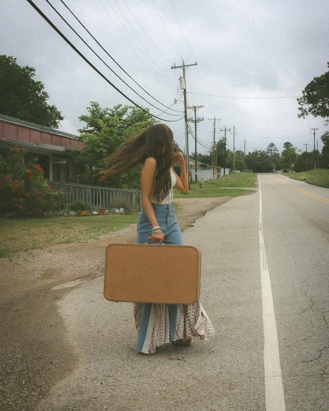 Pinstripe Denim Flared Pants