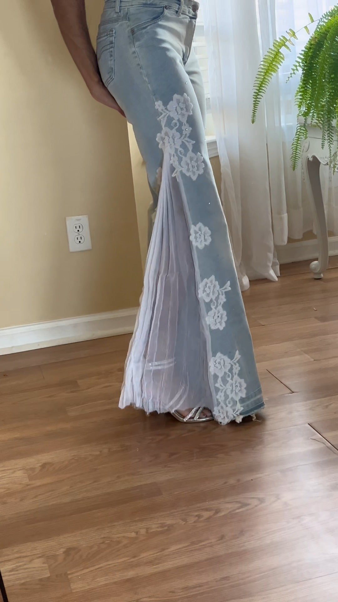 Chiffon Flared Jeans