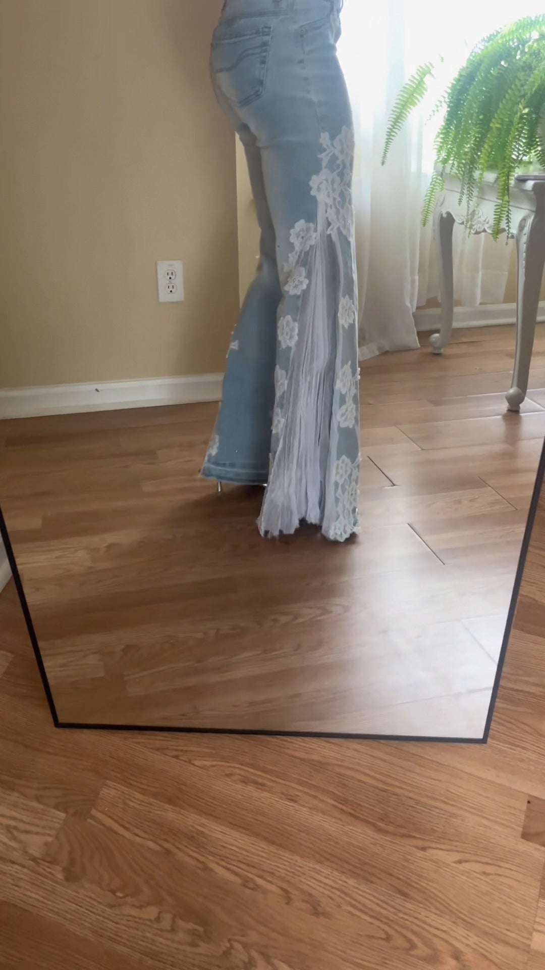 Chiffon Flared Jeans