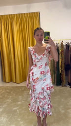 Ruffled Floral Midi Dress