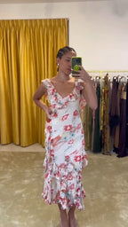 Ruffled Floral Midi Dress