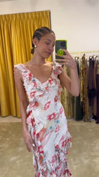 Ruffled Floral Midi Dress
