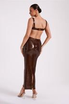 Sequin Cut Out Maxi Dress - Chocolate