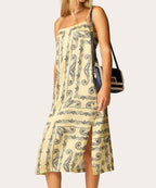 Paisley Satin Midi Dress