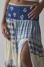 Elaborate Patchwork Lace Hem Maxi Skirt