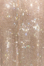 Diamante Halter Midi Dress - Nude