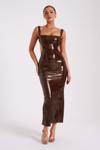 Sequin Cut Out Maxi Dress - Chocolate