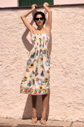 Summer Vibes Fruit & Flower Print Sundress Midi Dress