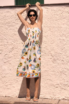 Summer Vibes Fruit & Flower Print Sundress Midi Dress