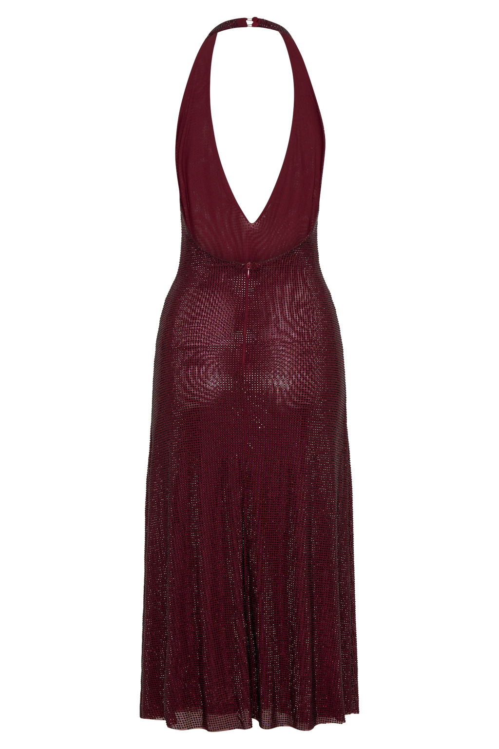 Diamante Halter Midi Dress - Mahogany