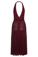 Diamante Halter Midi Dress - Mahogany